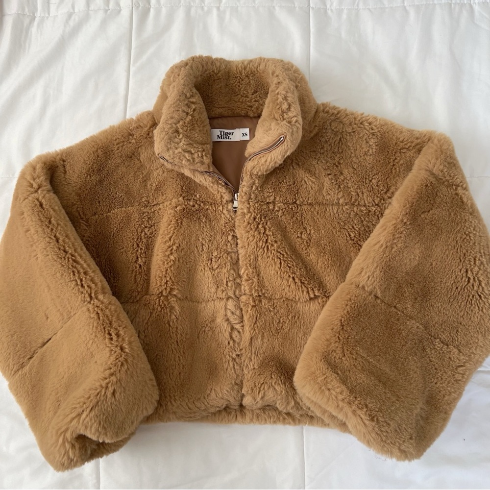 Tiger Mist Faux Fur Cropped Jacket
